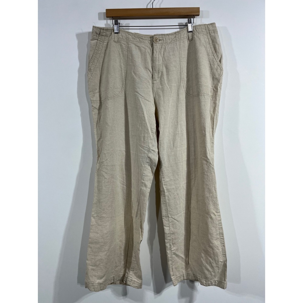 Avenue Euro Summer Linen Wide Leg Boho Beachy Coastal Pants Utility Womens 18